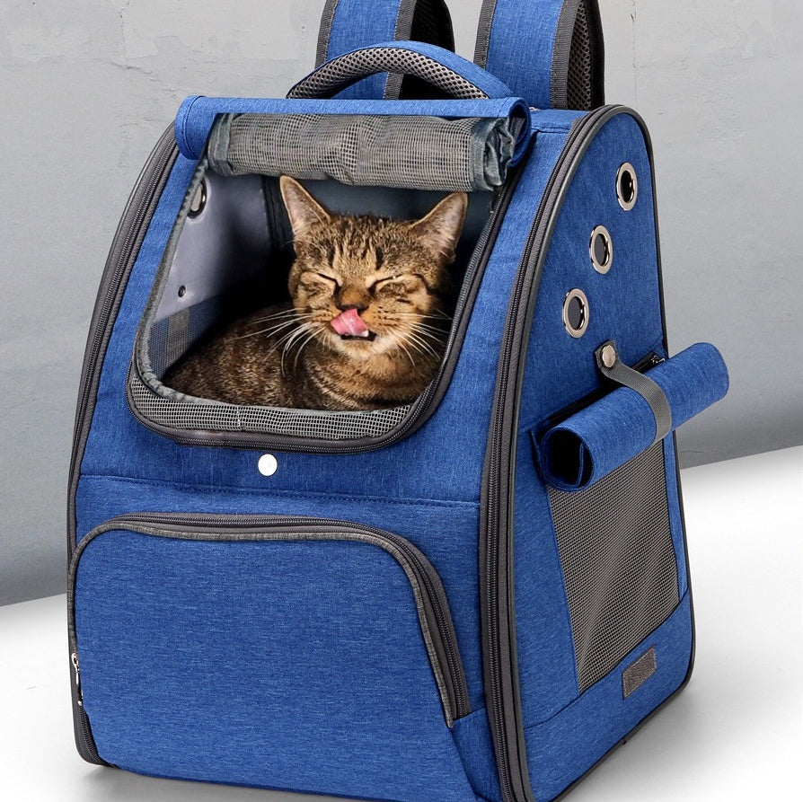 Foldable Breathable Backpack-style Pet Carrier Travel Bag
