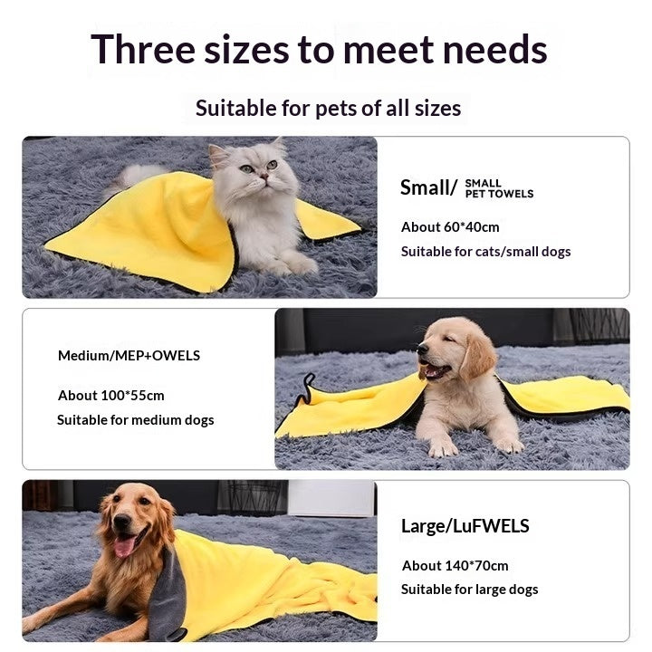 Pet Super Absorbent Quick Dry Bath Towel Grooming Cloth