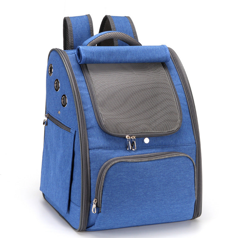 Foldable Breathable Backpack-style Pet Carrier Travel Bag