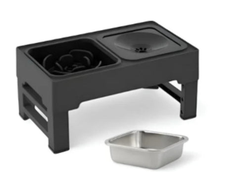 Pet Double Bowl Stainless Stand Adjustable Height Elevated Feeder