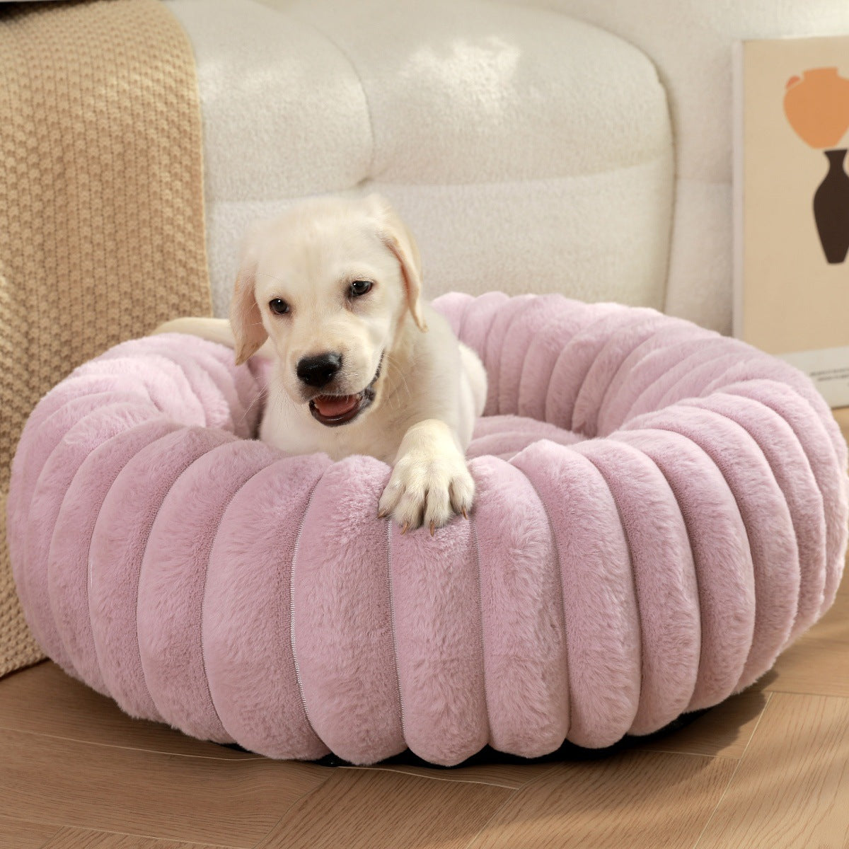 Pet Plush Winter Warm Round Nest Bed Kennel Mat