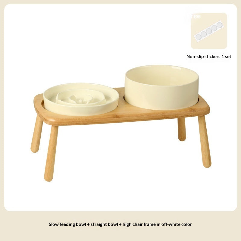 Pet Ceramic Slow Feeding Anti Choking Tip Proof Feeder Bowl