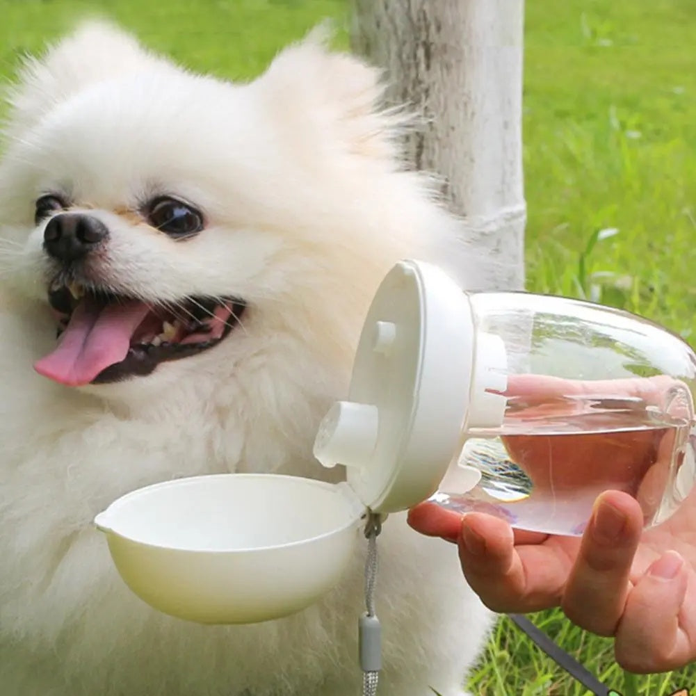 Pet Portable Water Bottle Travel Drinking Cup Feeding Bowl Lanyard