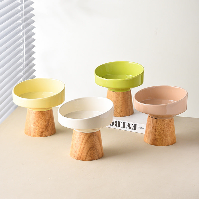 Pet Ceramic Elevated Food And Water Bowl Feeding Dish Plate