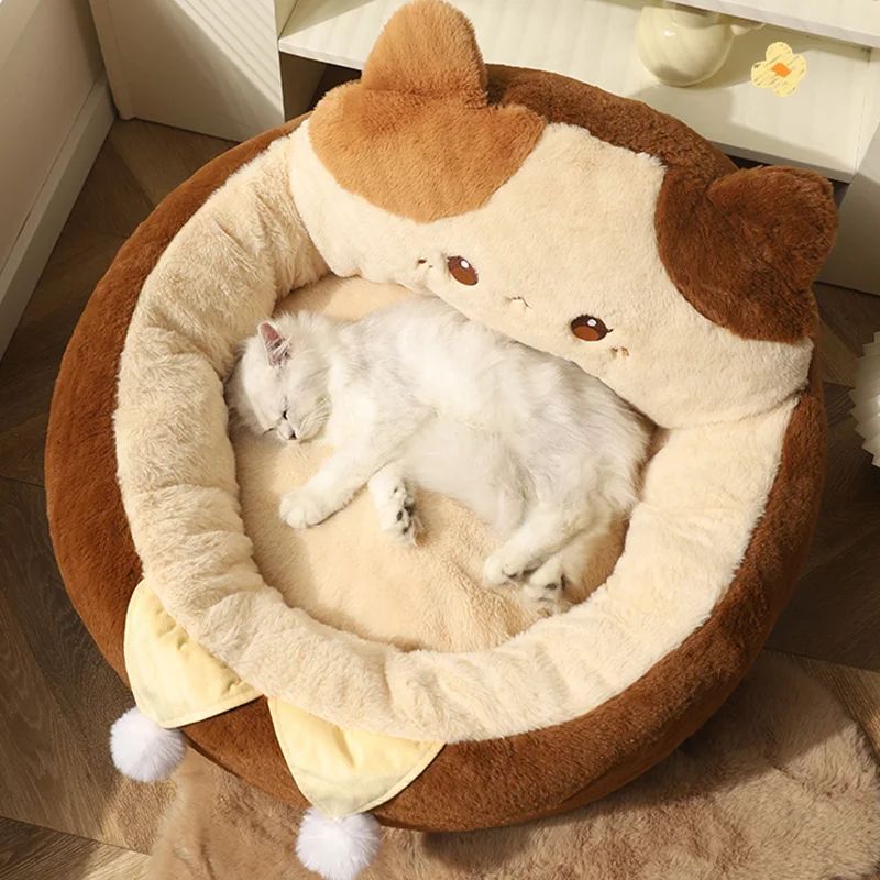 Pet Sofa Style Round Warm Sleeping Cushion Bed Nest