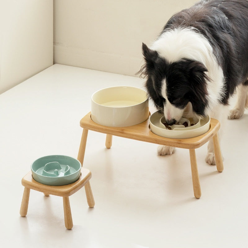 Pet Ceramic Slow Feeding Anti Choking Tip Proof Feeder Bowl