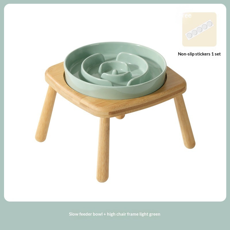 Pet Ceramic Slow Feeding Anti Choking Tip Proof Feeder Bowl
